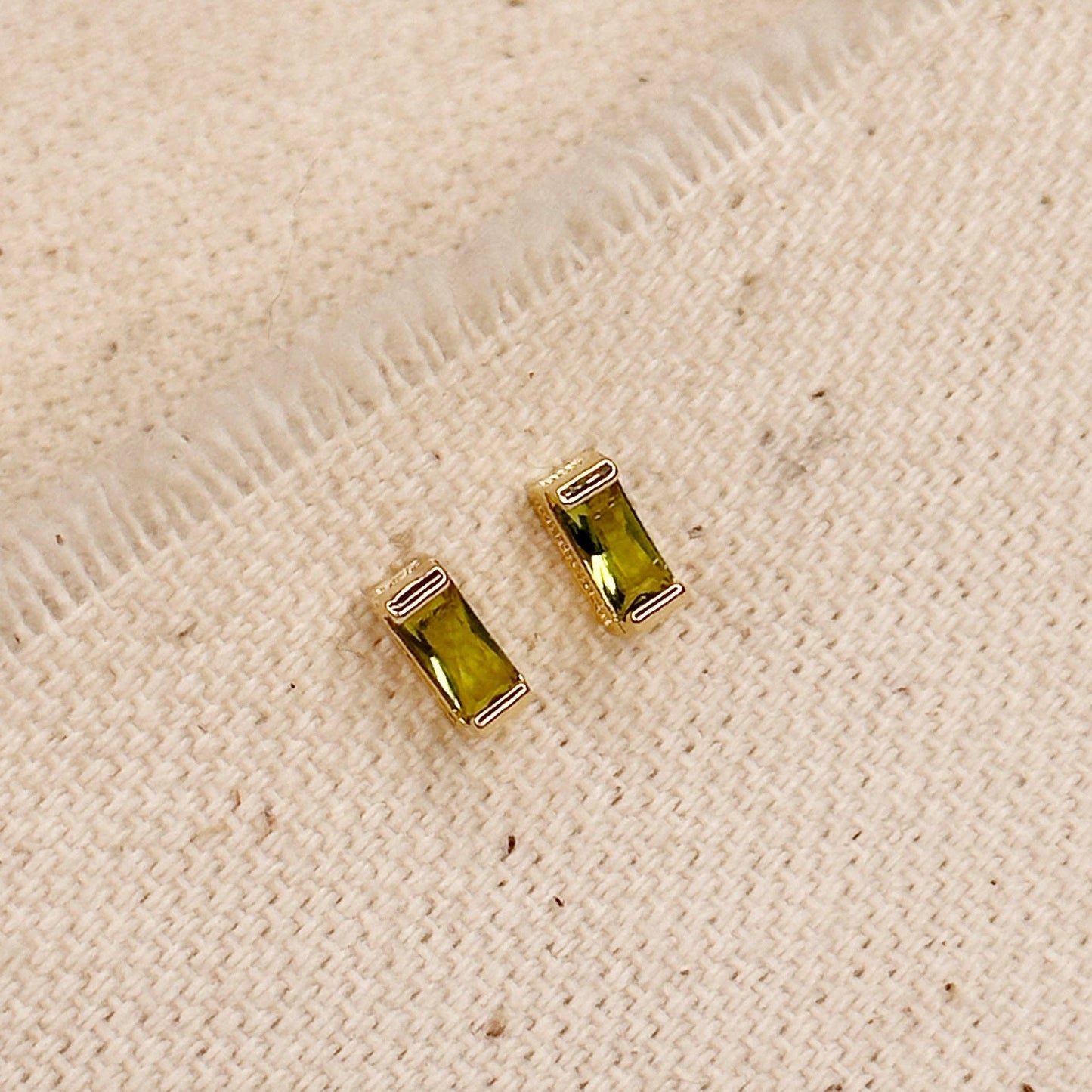 Baguette Birthstone Stud Earrings