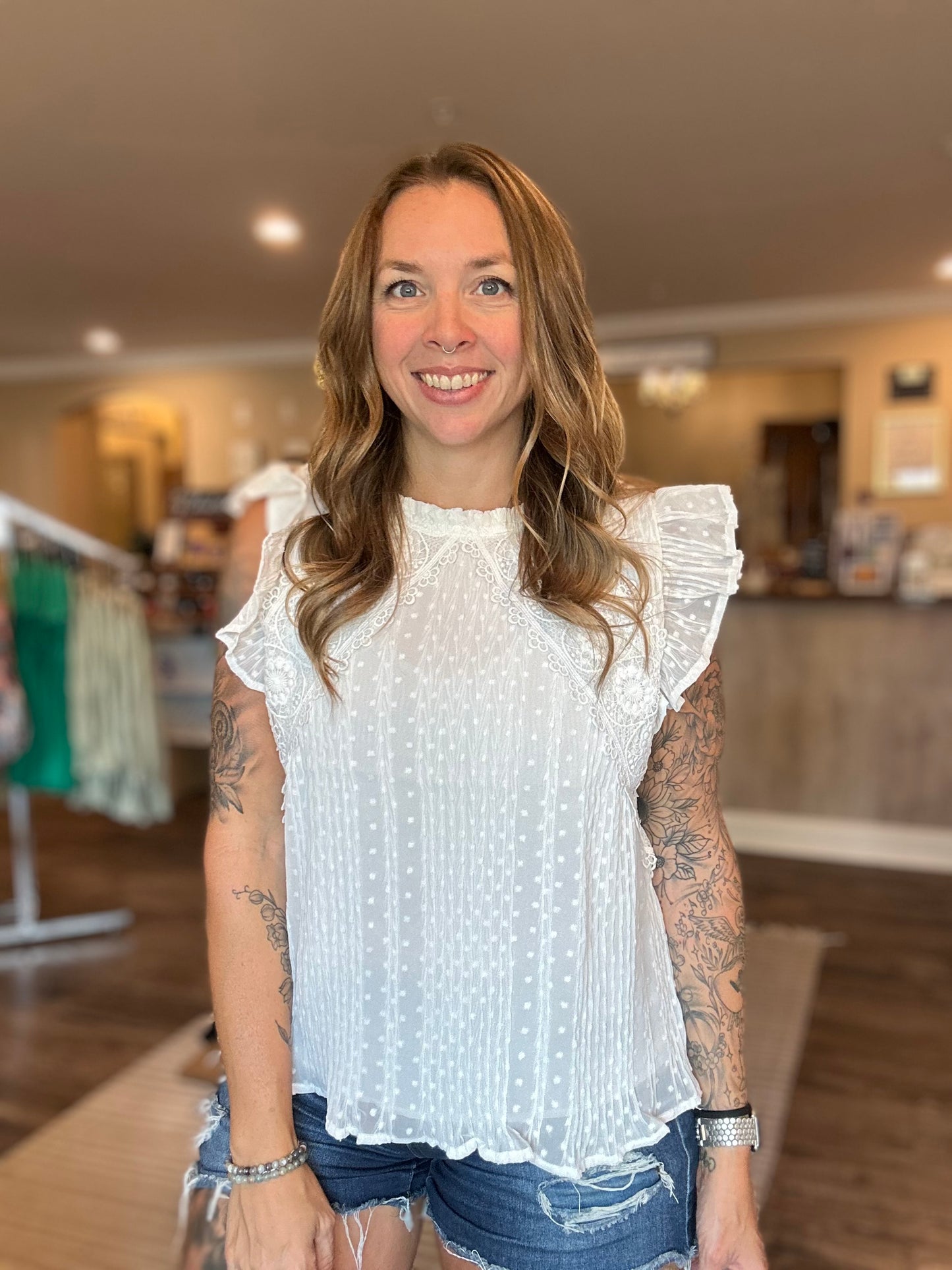 White Crochet Detailed Top