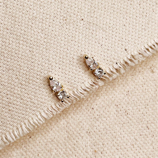 Mini CZ Drop Stud Earrings