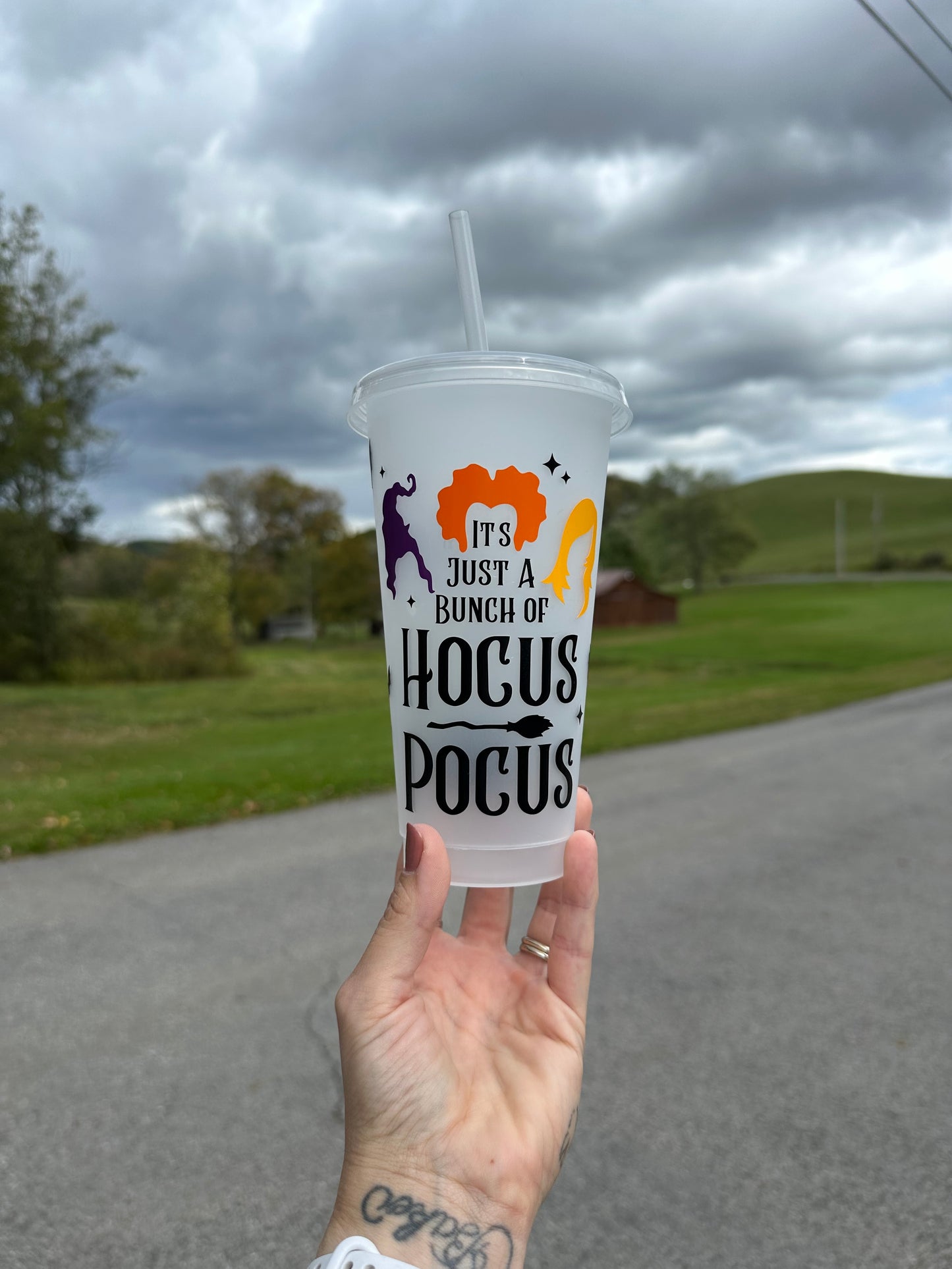 24oz Plastic Cup with Straw and Lid