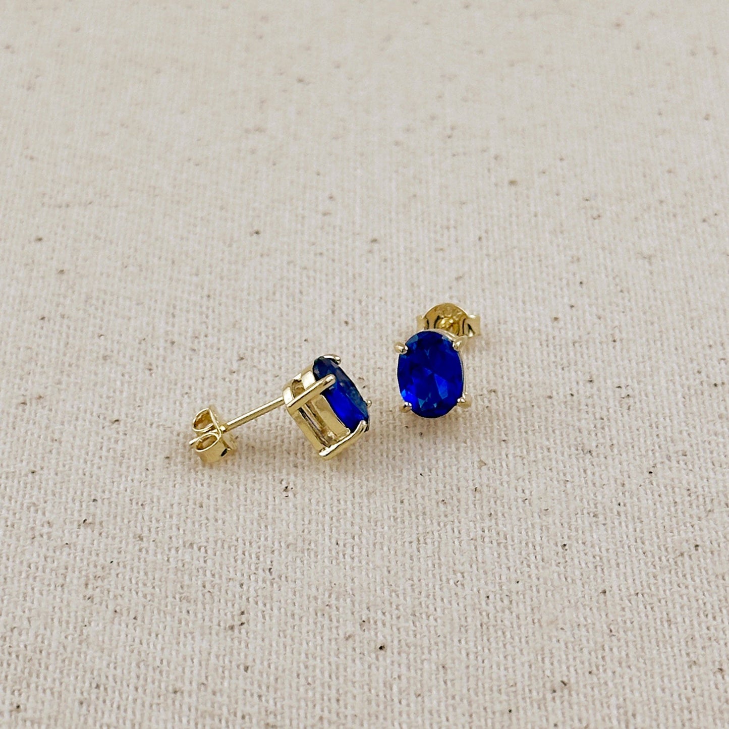 Oval Sapphire CZ Stud Earrings