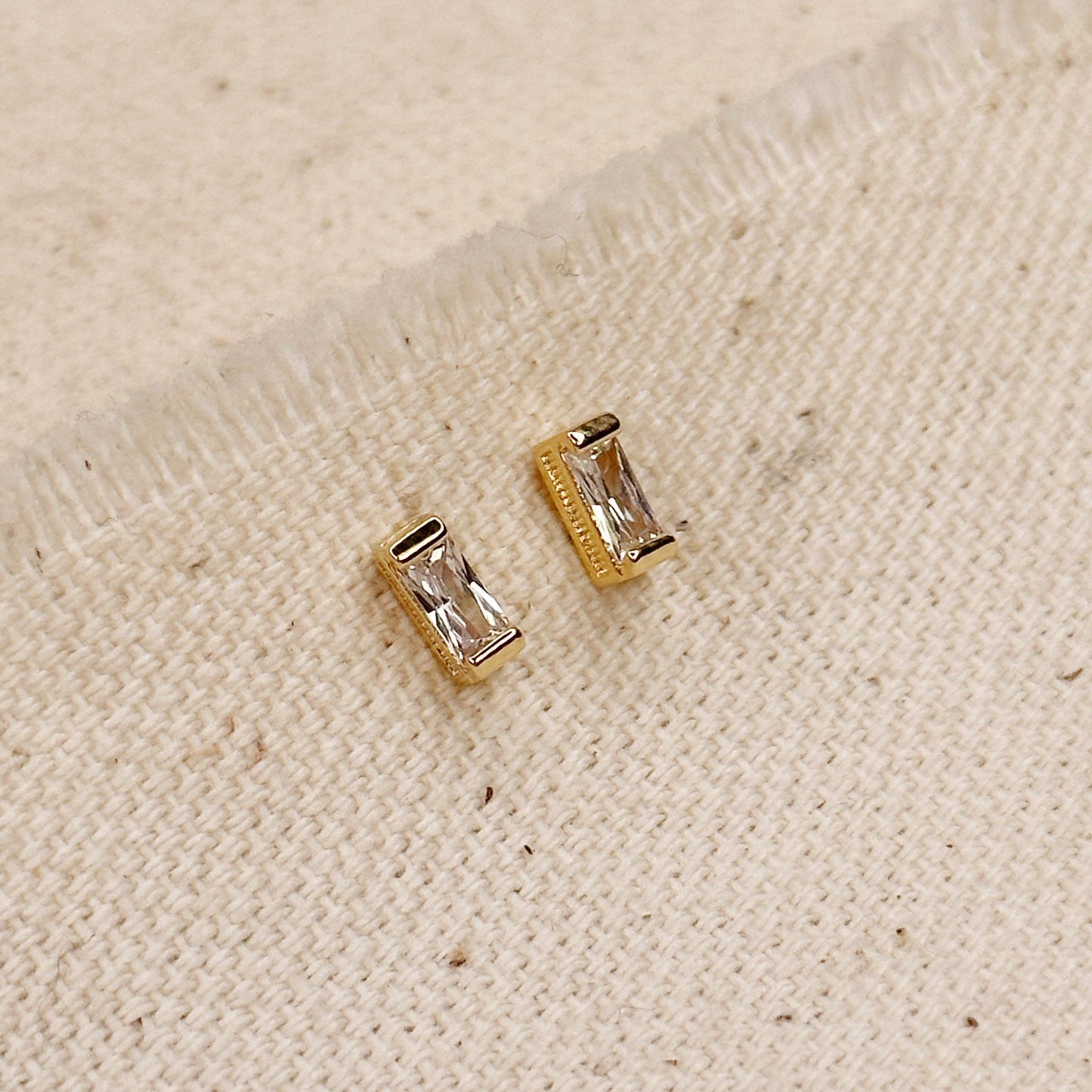 Baguette Birthstone Stud Earrings