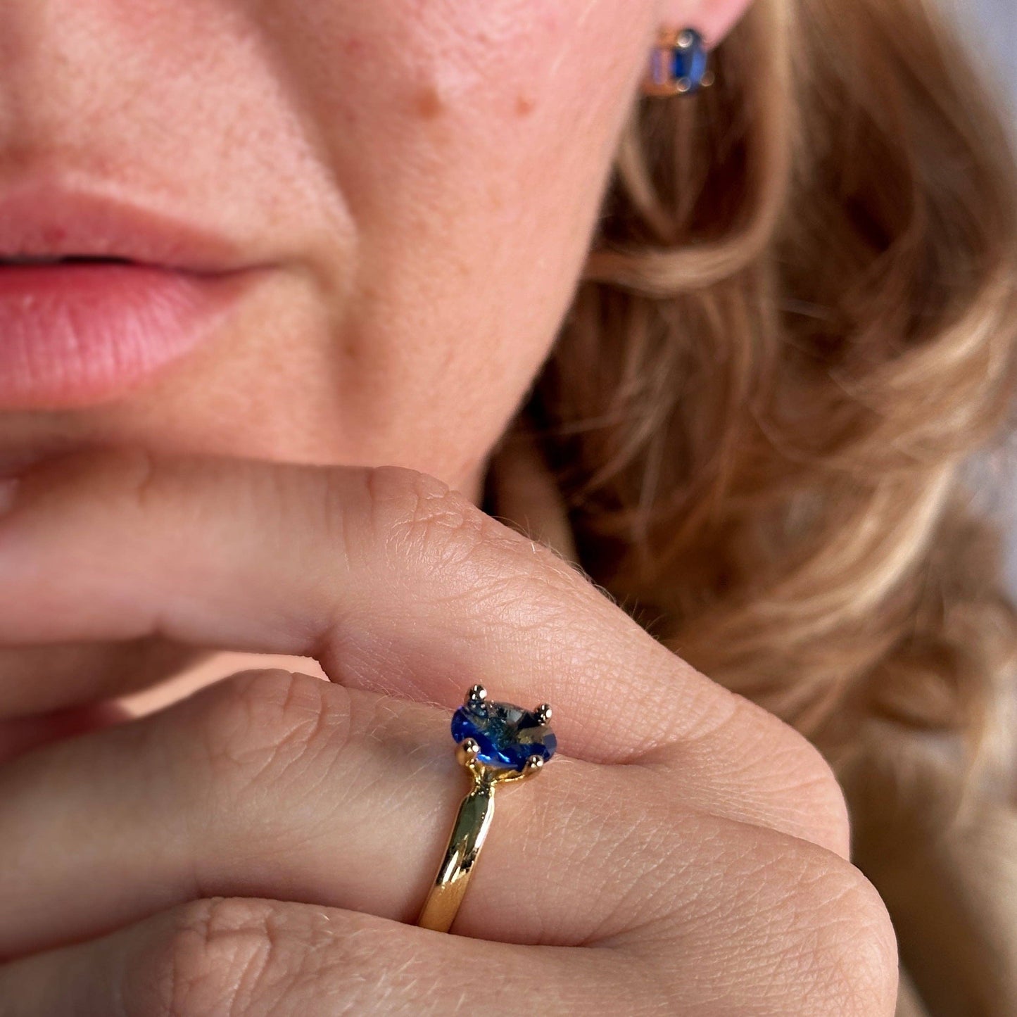 Oval Sapphire CZ Stud Earrings