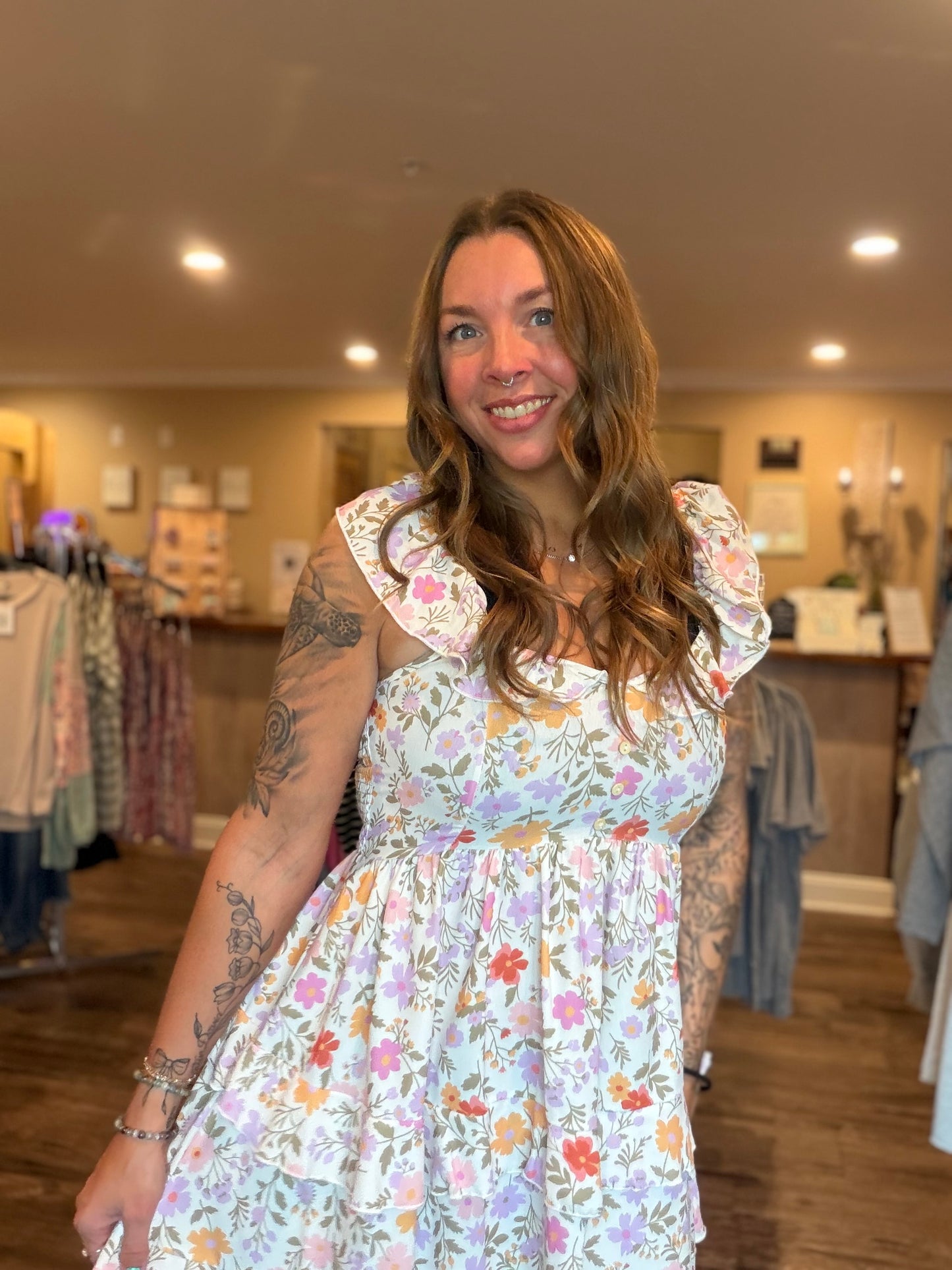 Floral Ruffle Tiered Mini Dress