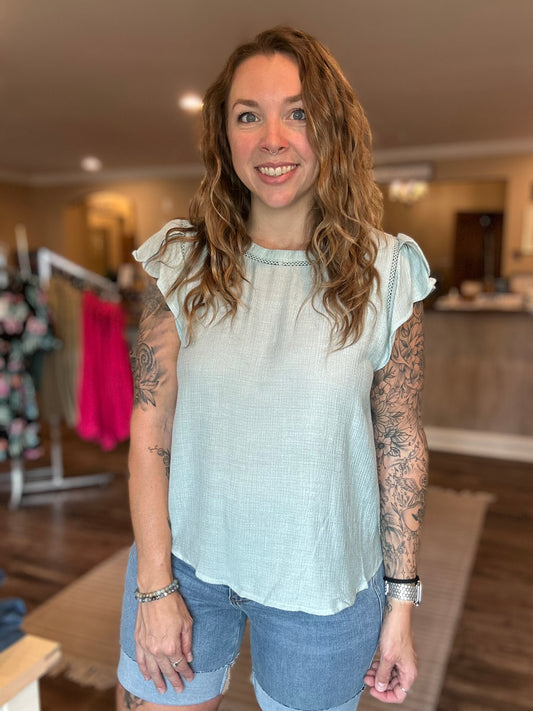 Mint Tulip Sleeve Top