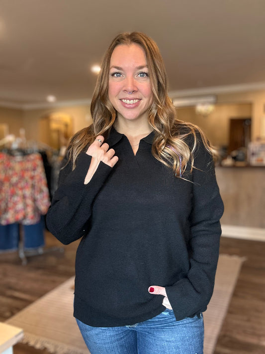 Black Collard Sweater