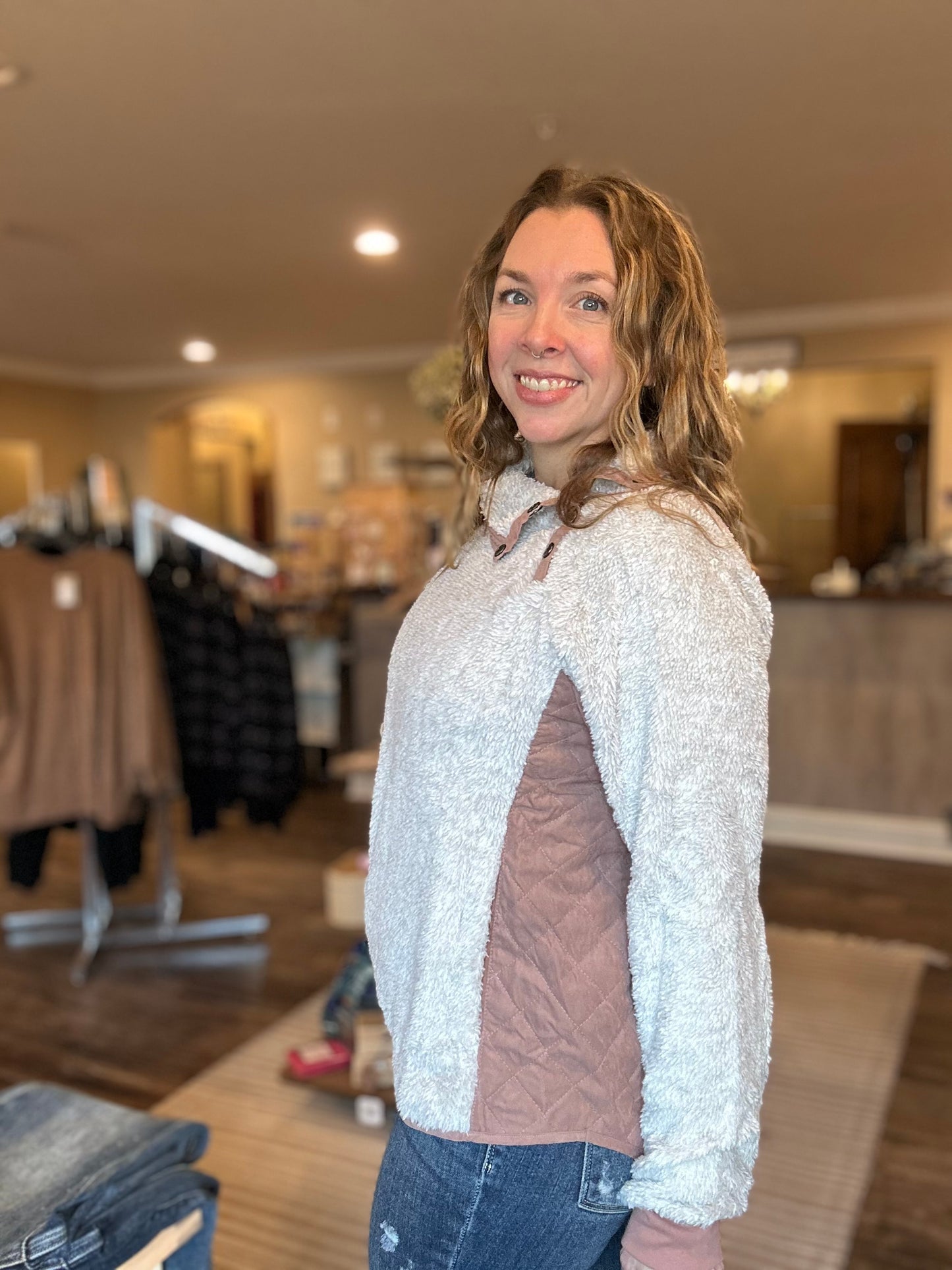 Quilted Sherpa Top *ALL SALES FINAL*