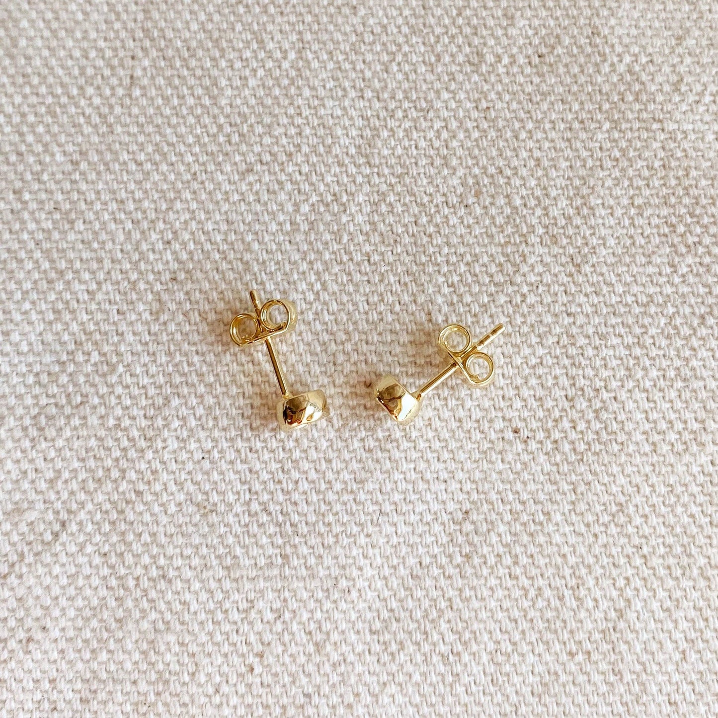 18k Gold Filled  4mm Round Bezel Cubic Zirconia Stud Earring