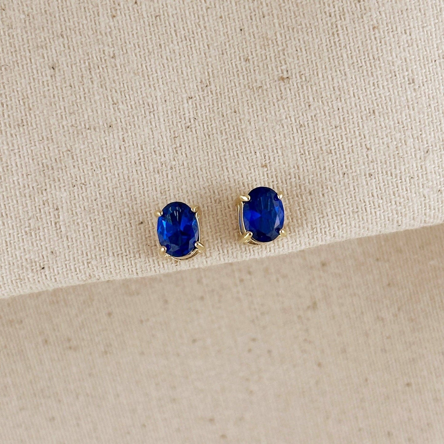 Oval Sapphire CZ Stud Earrings