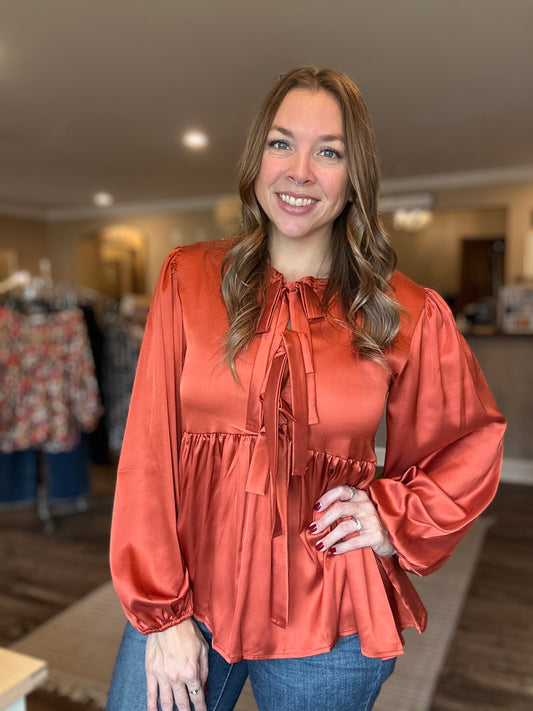 Rust Bow Blouse
