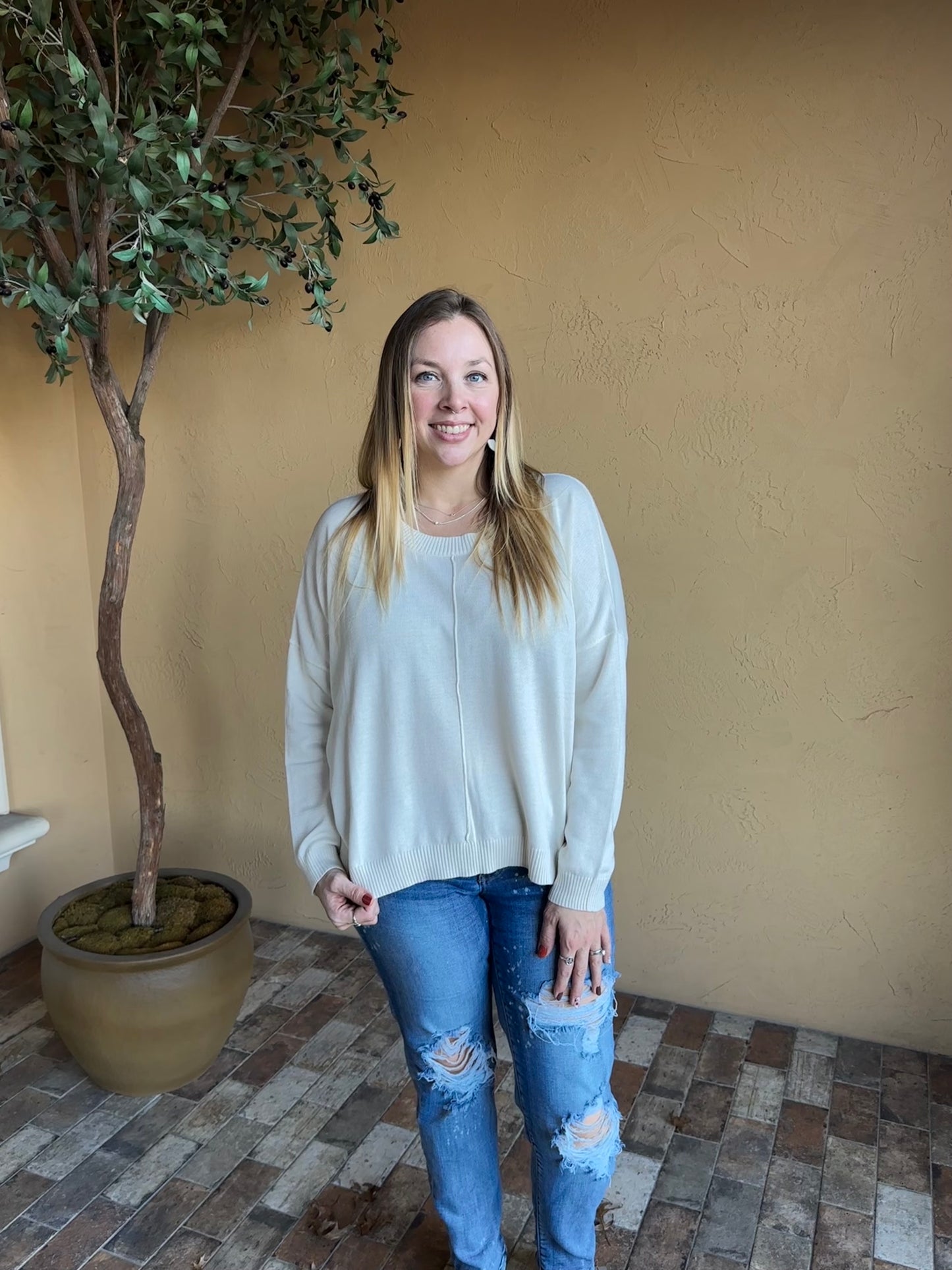 Oatmeal Drop Shoulder Sweater