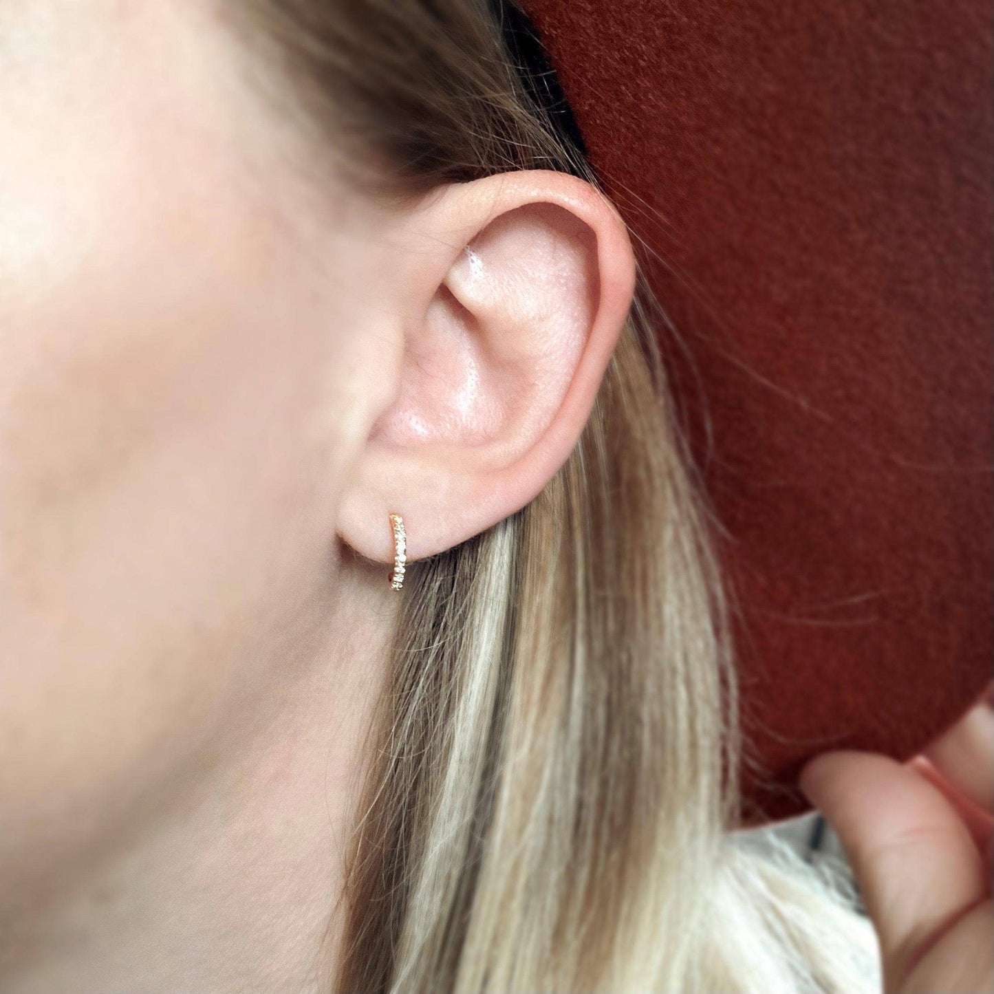 Cubic Zirconia C Hoop Earrings