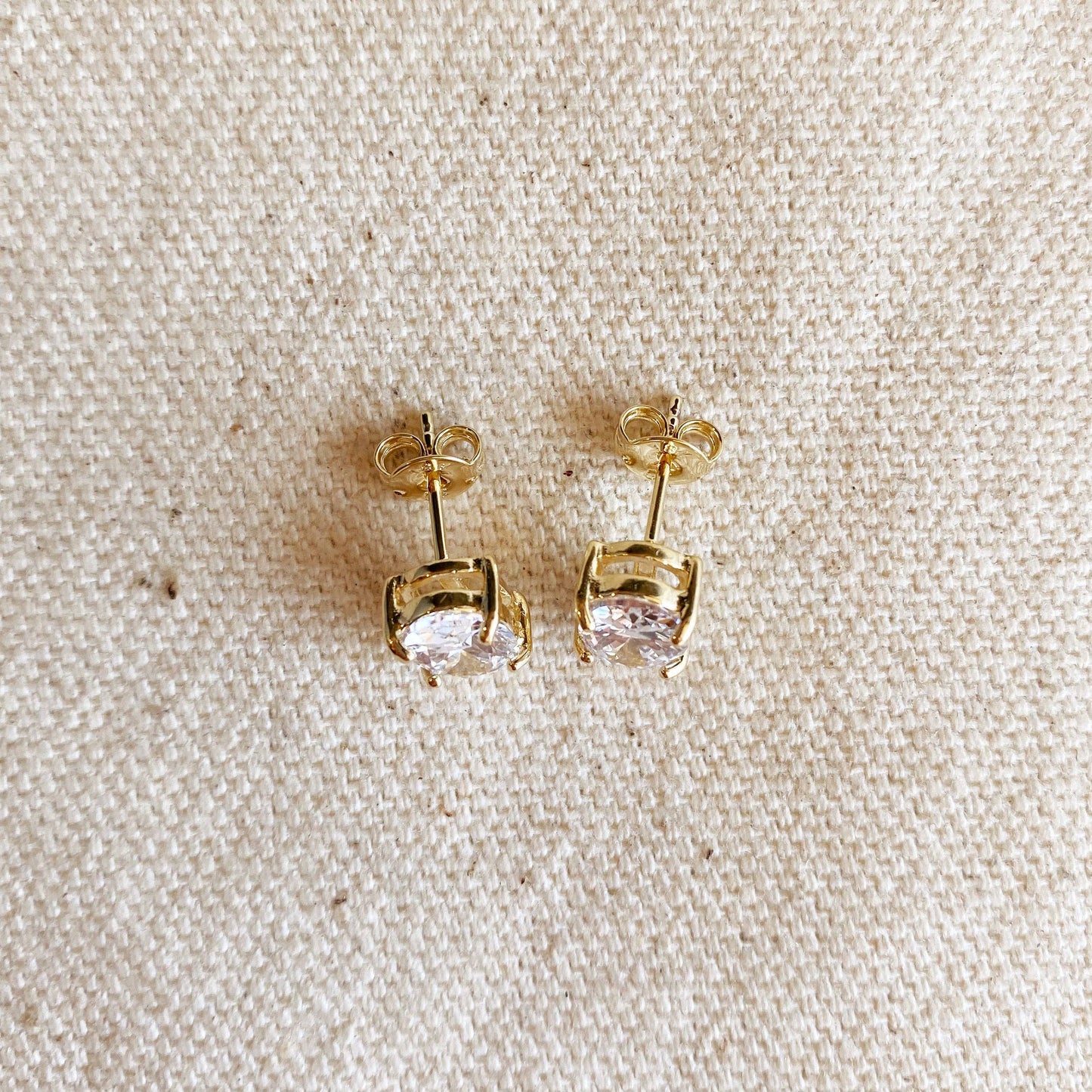 18k Gold Filled Oval Cubic Zirconia Stud Earrings