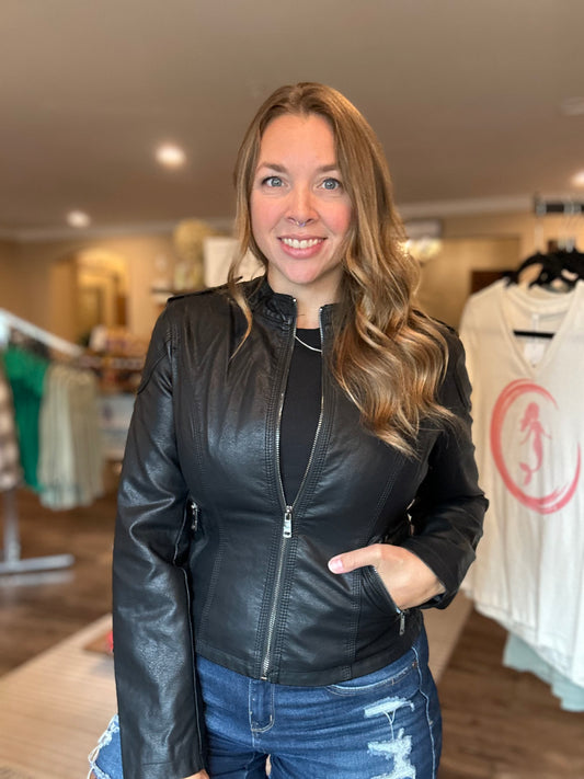 Black Moto Zip Jacket