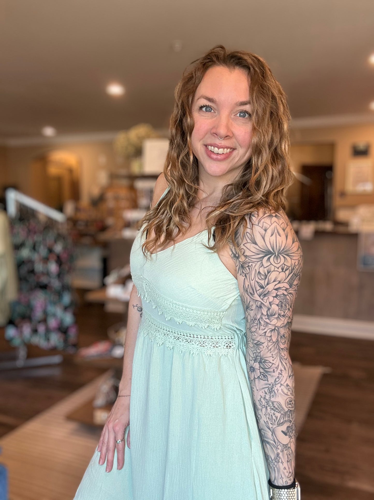 Mint Lace Pocketed Dress *ALL SALES FINAL*