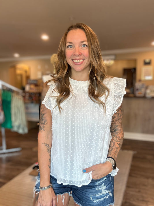White Crochet Detailed Top *ALL SALES FINAL*