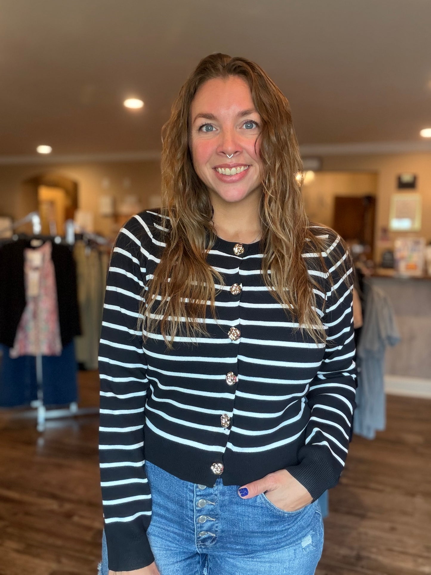 Sail Away Button Up Sweater