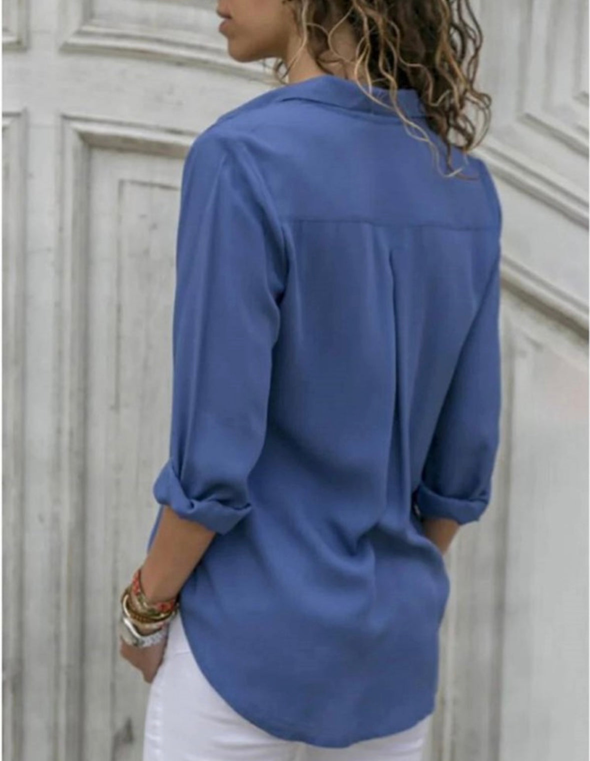 Blue Long Sleeve Blouse