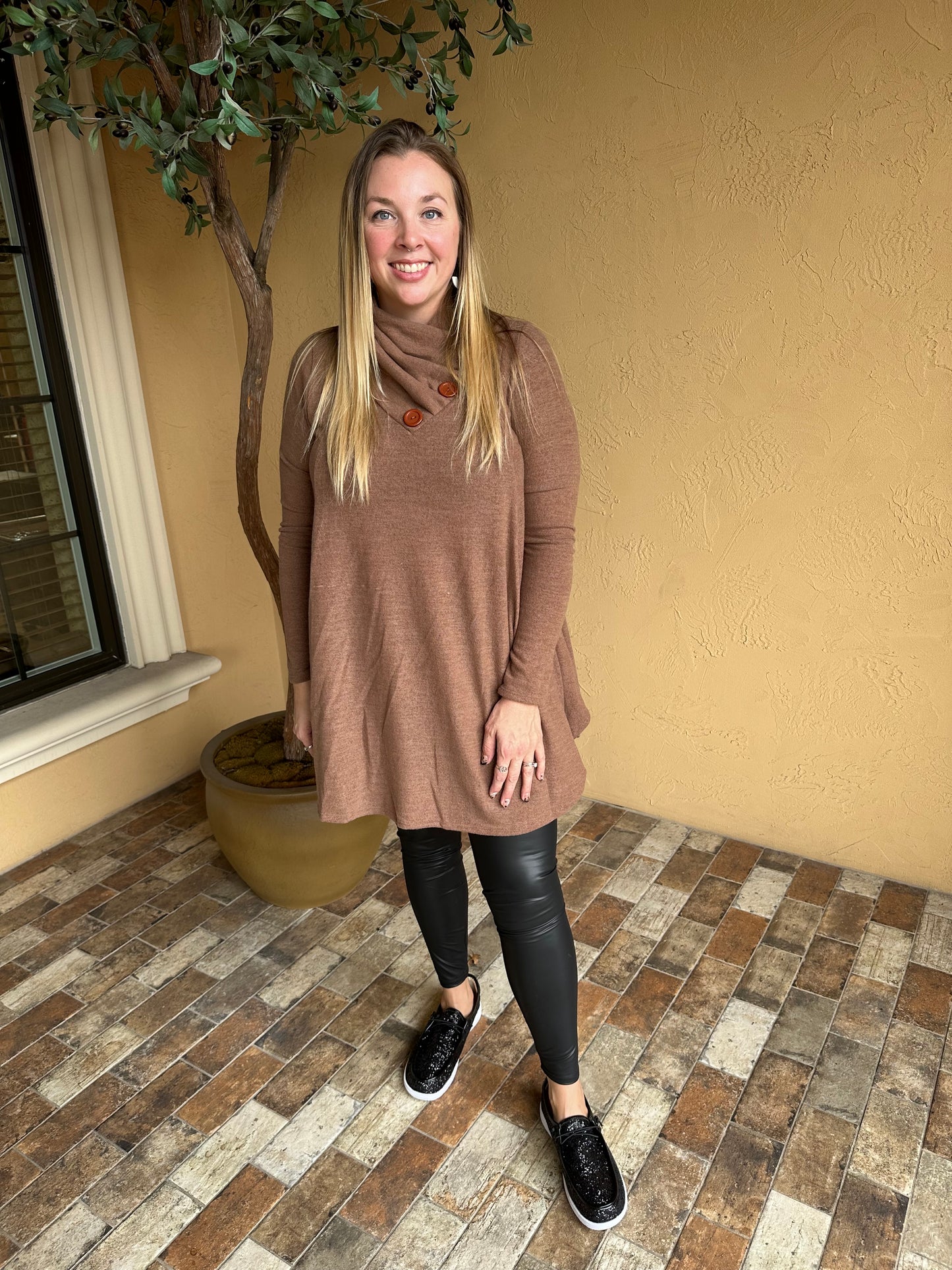 Mocha Button Sweater