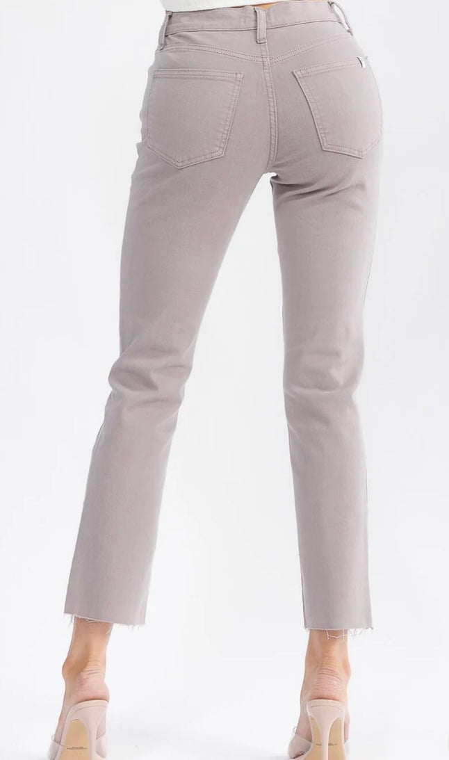 Grey Raw Edge Hem Jeans