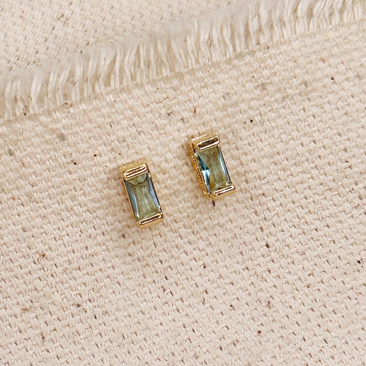 Baguette Birthstone Stud Earrings