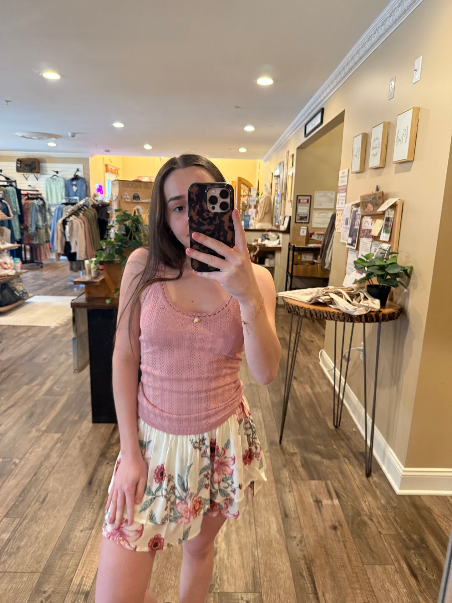 Pointelle Pink Knit Tank *ALL SALES FINAL*