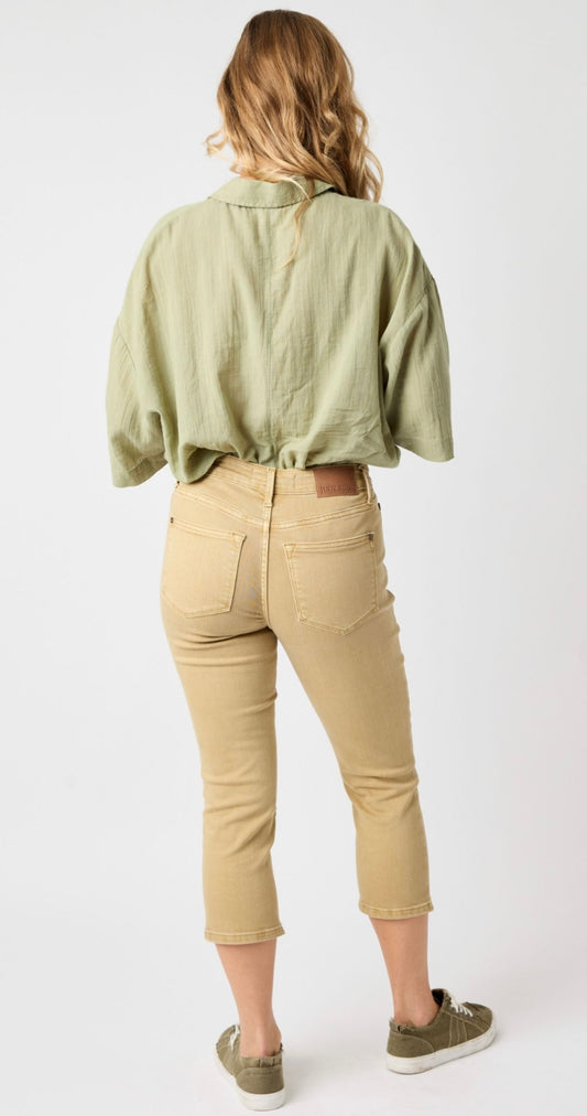 Alexandria Khaki Judy Blue Capri