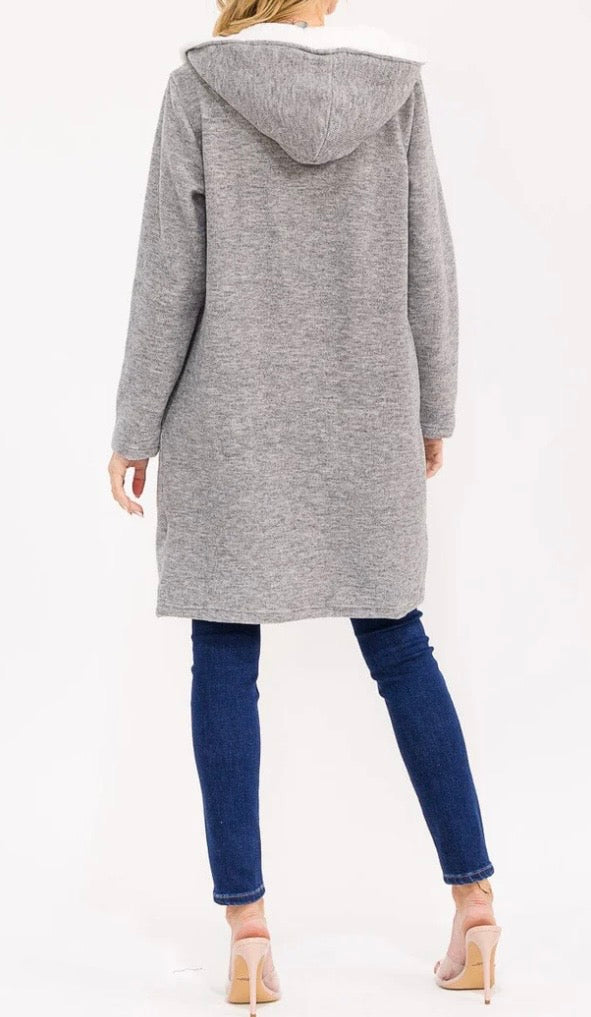 Grey Sherpa Lined Cardigan