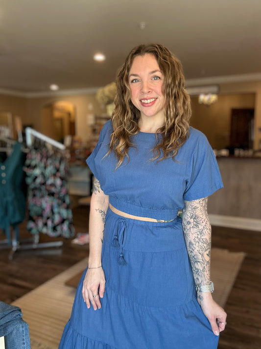 Kiara Blue Skirt Set