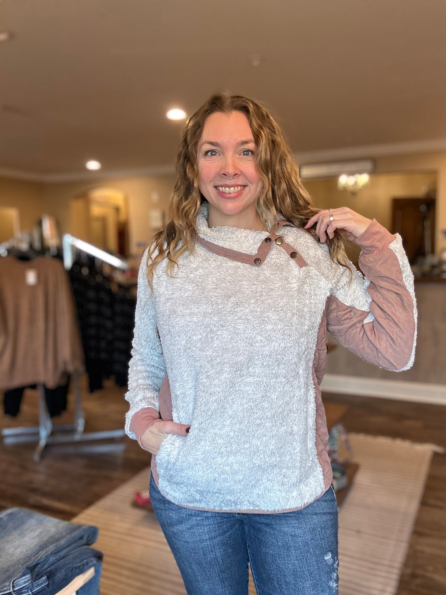 Quilted Sherpa Top *ALL SALES FINAL*