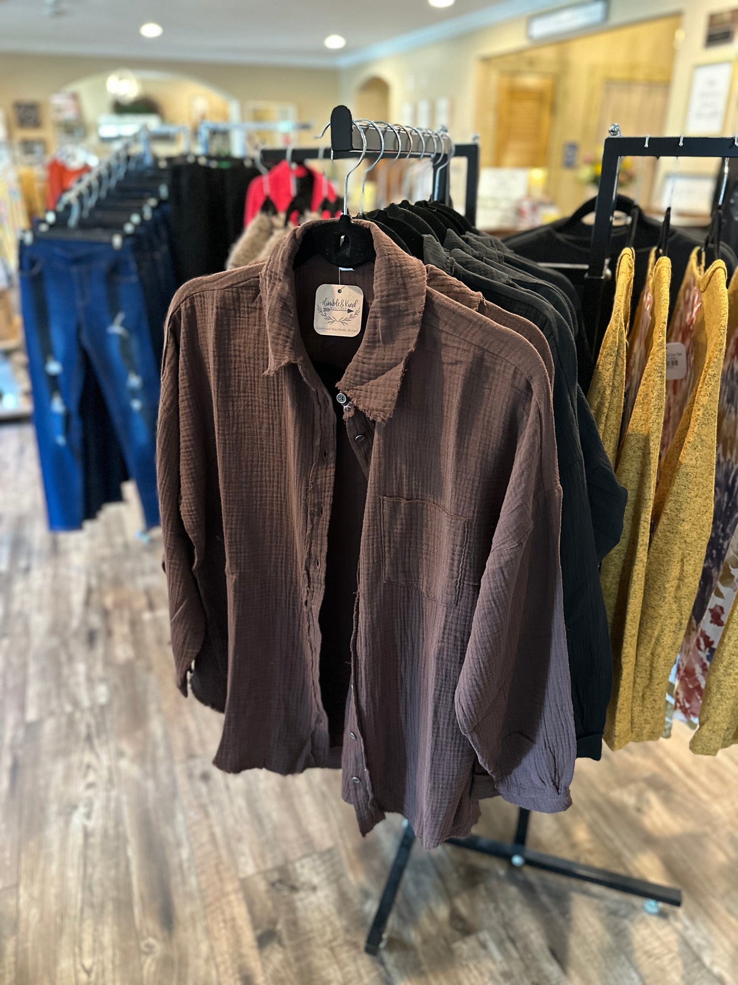 Gauze Cotton Raw Edge Button Up