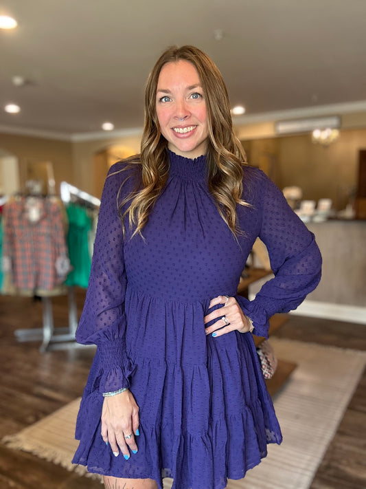 Purple Swiss Dot Dress