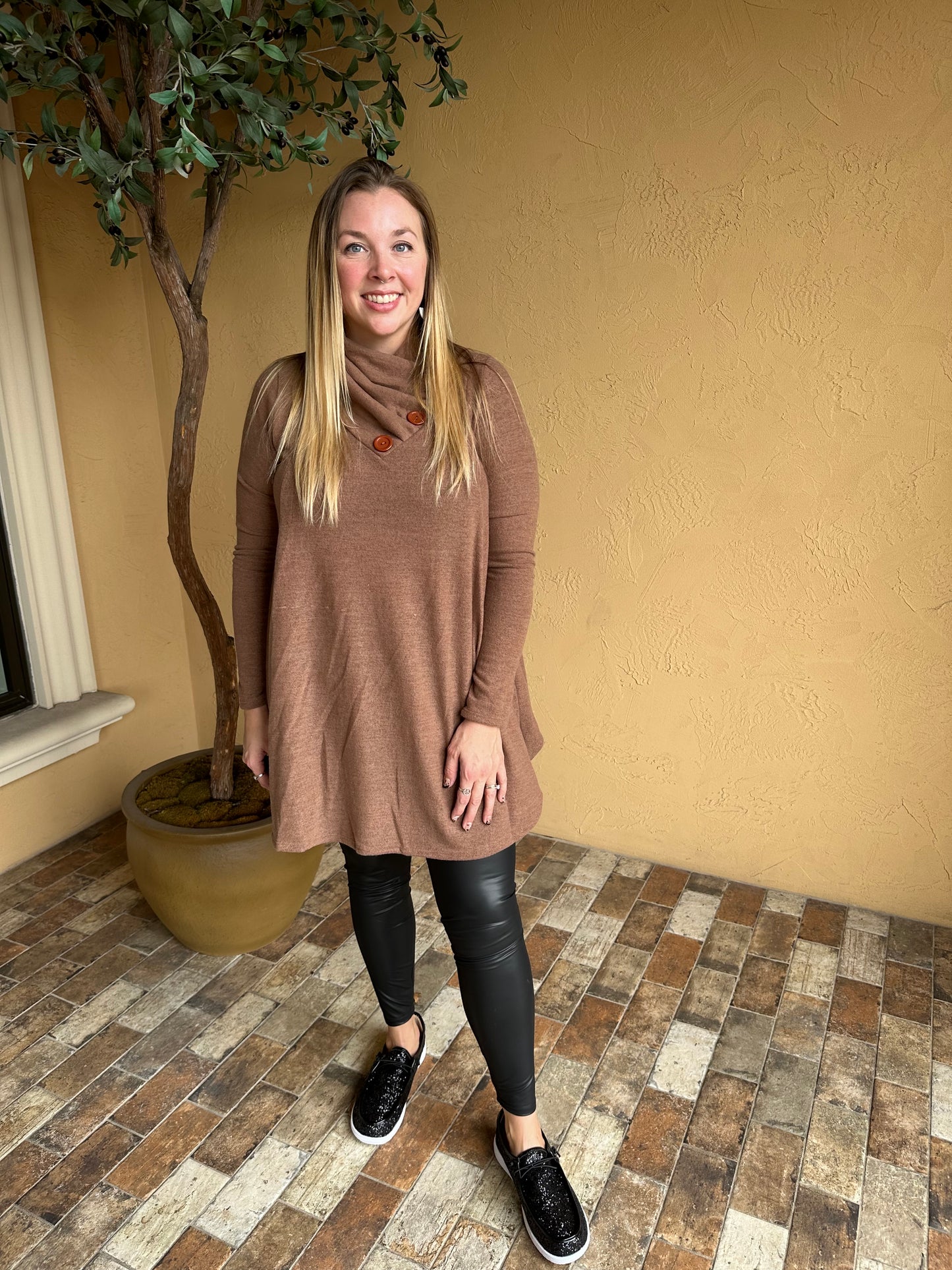 Mocha Button Sweater