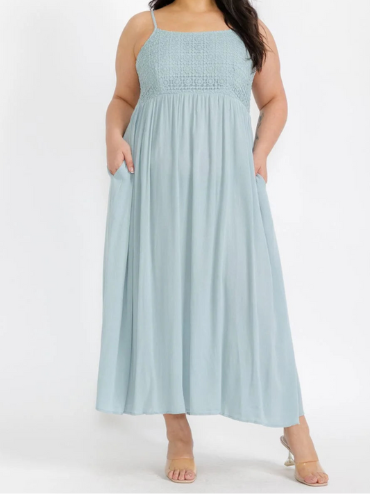 Curvy Sage Crochet Dress