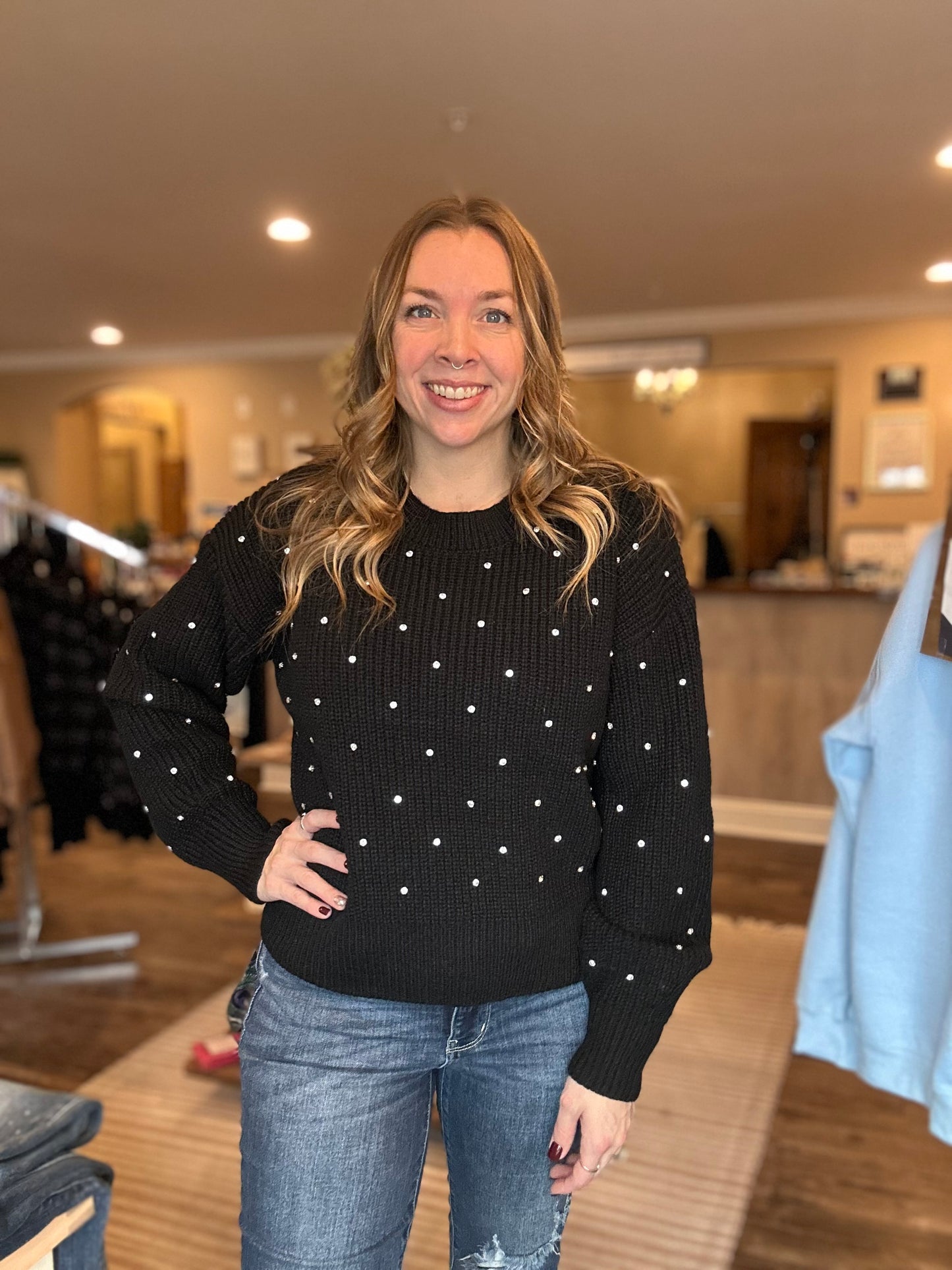 Perfect Rhinestone Sweater *ALL SALES FINAL*
