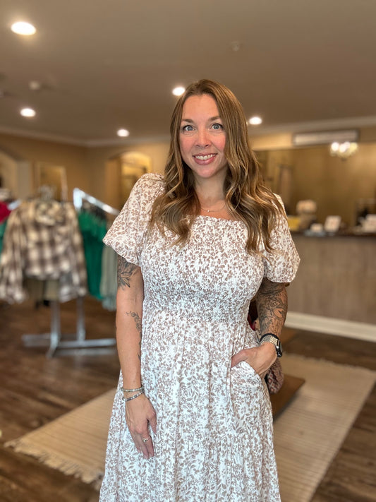 Fall Ditsy Floral Maxi Dress