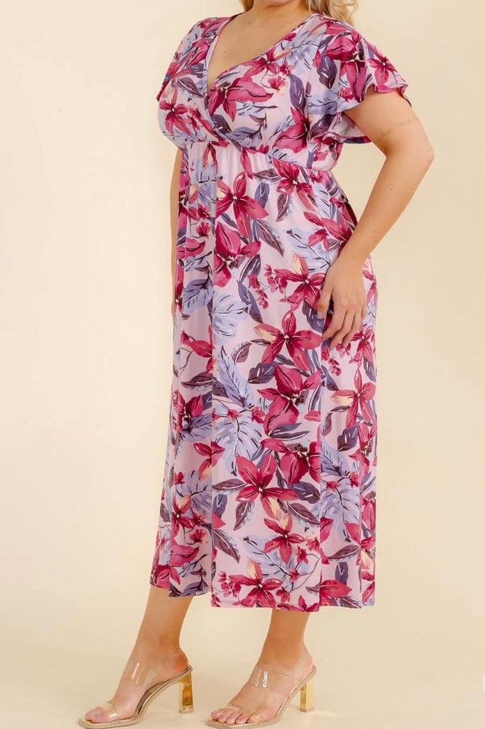 Curvy Pink & Purple Maxi Dress