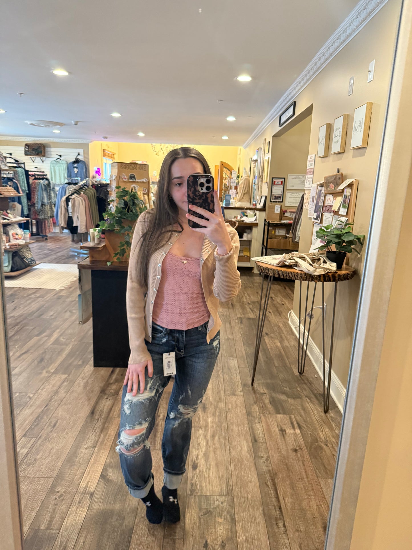 Khaki Snap Down Knit Cardigan *ALL SALES FINAL*