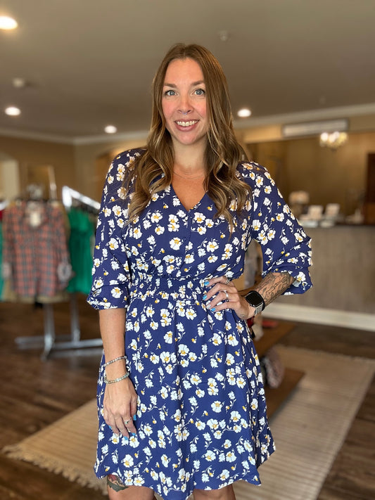 Navy Floral Dress