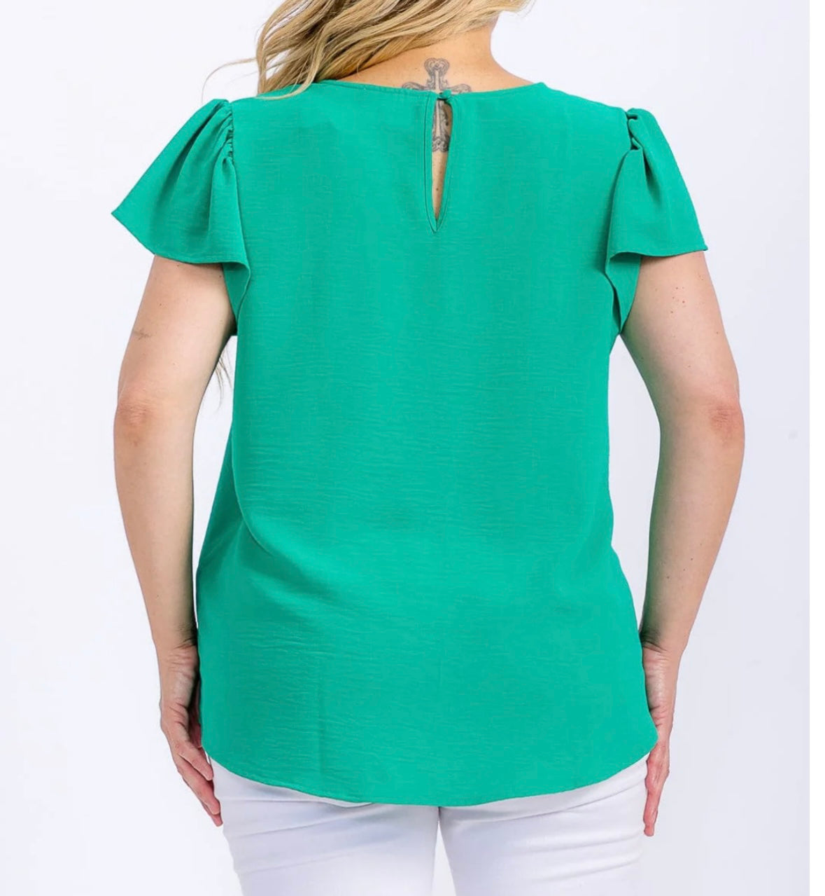 Curvy Green Detailed Blouse