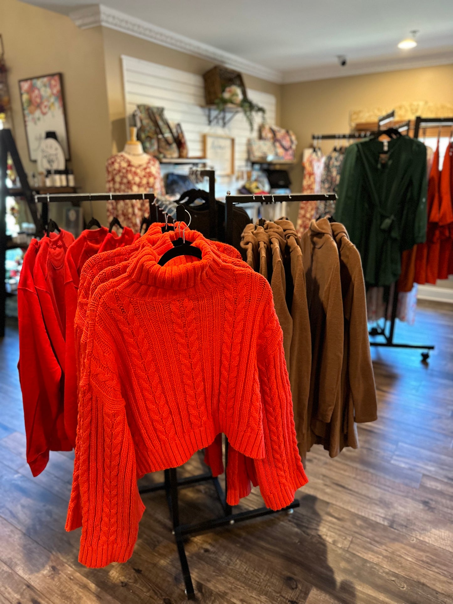 Red Cable Knit Mid Sweater
