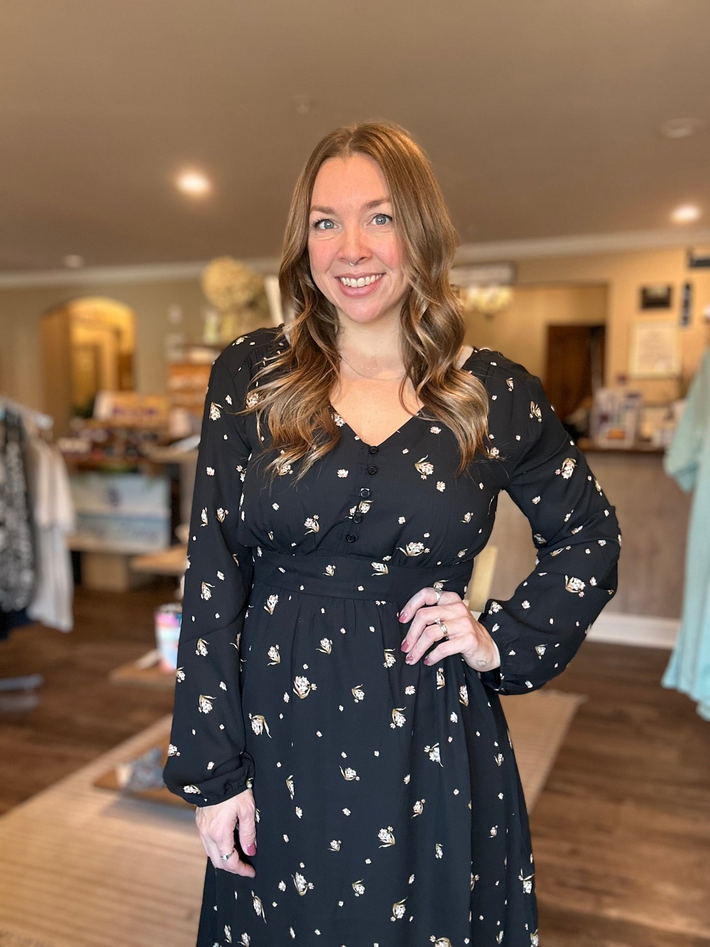 Perfect Fall Floral Midi Dress