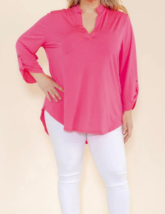 Curvy Pink 3/4 Tunic