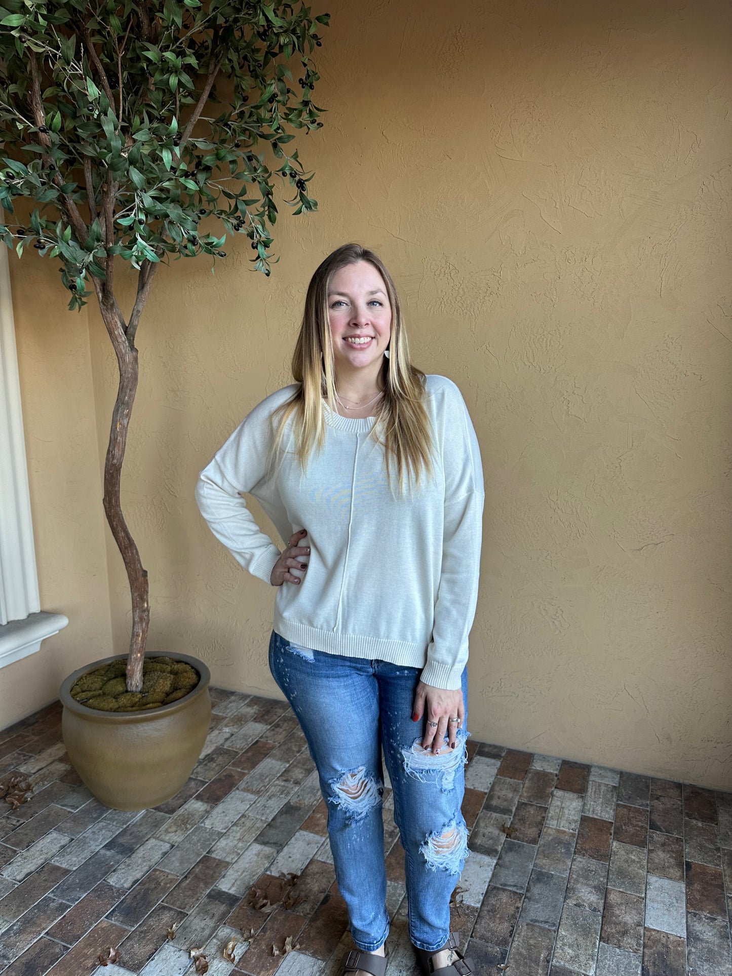 Oatmeal Drop Shoulder Sweater
