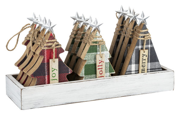 Holiday Plaid Christmas Tree Ornaments