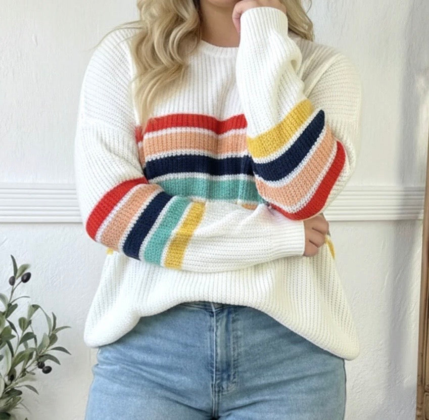 Curvy Retro Striped Sweater