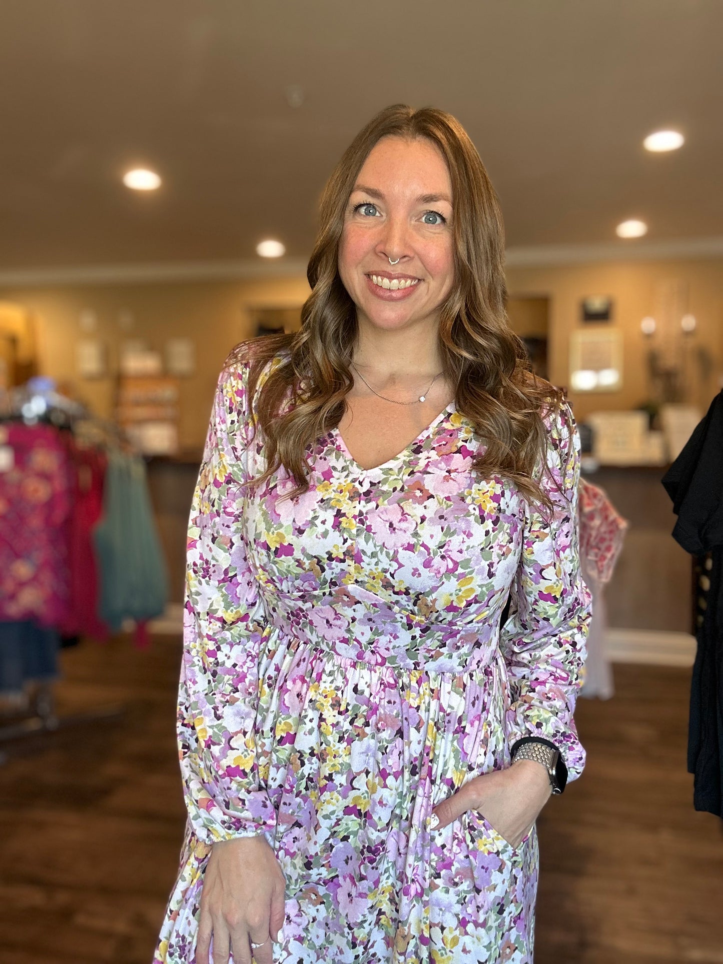 Lilac Floral Midi Dress