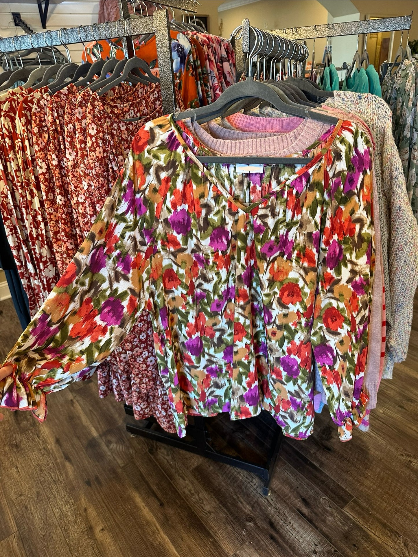 Curvy Spring Floral Blouse