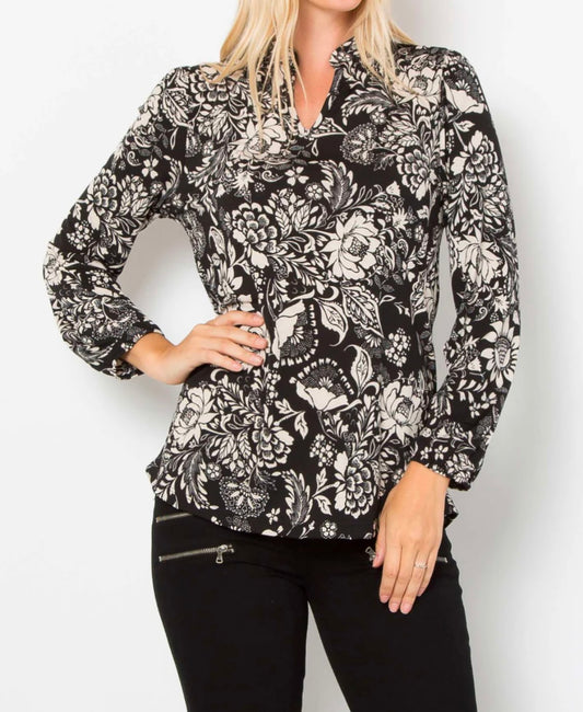 Curvy Black Floral Blouse