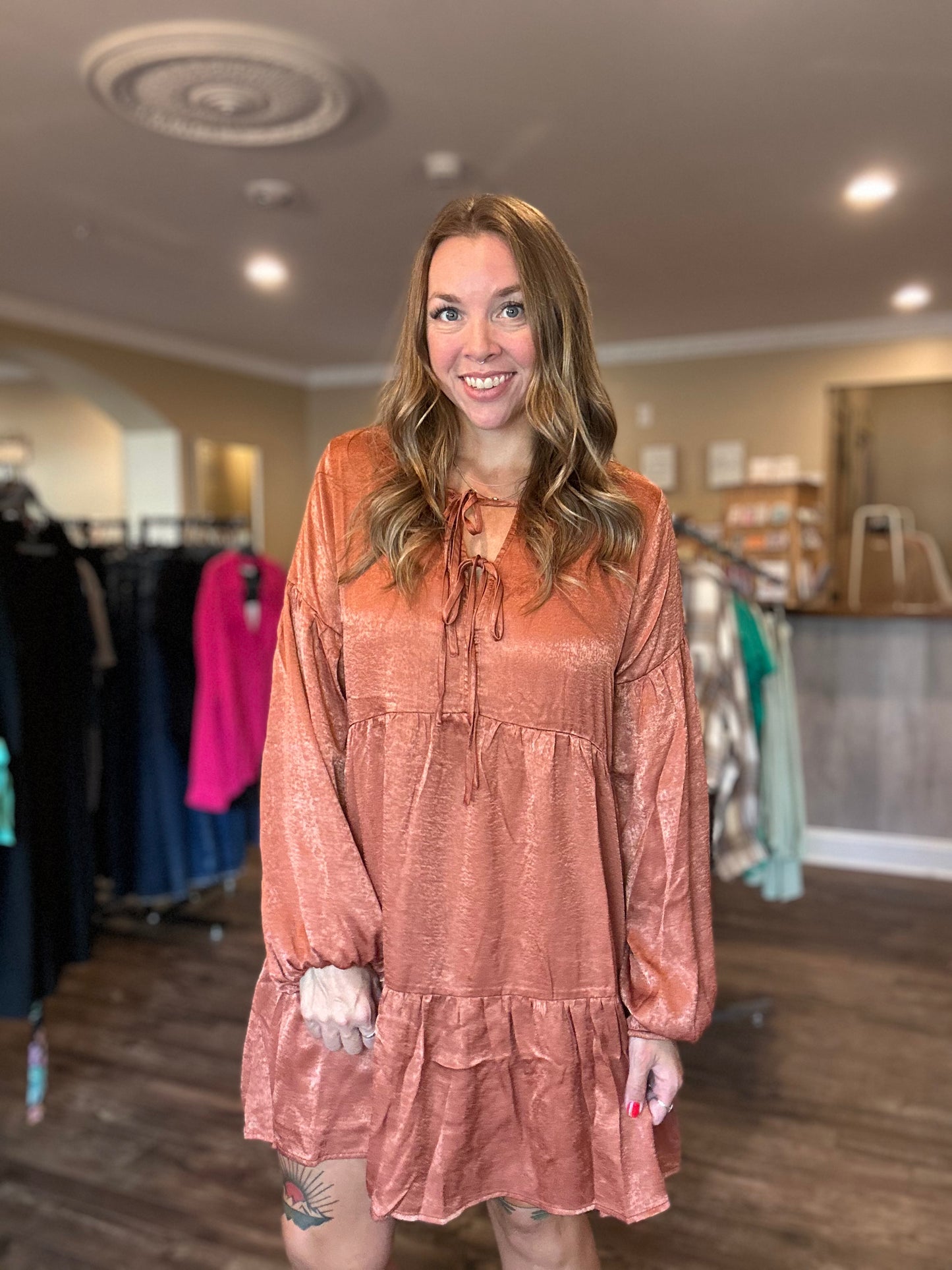 Burnt Orange Shimmer Dress